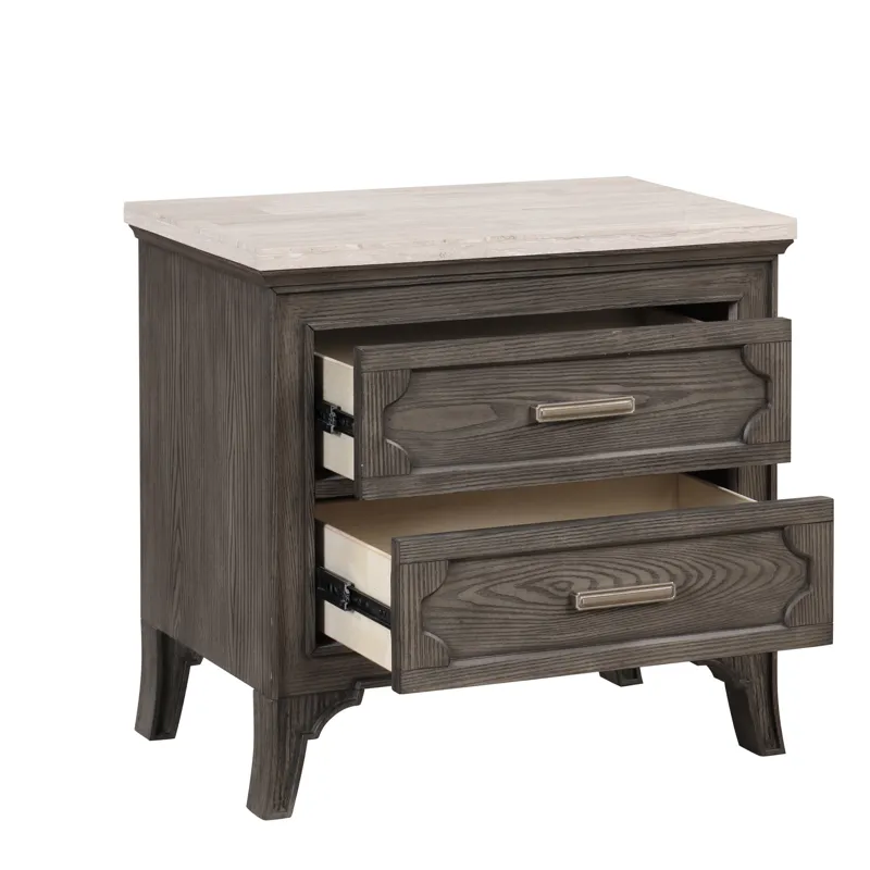 Lisbon Marble Top Nightstand-Gray