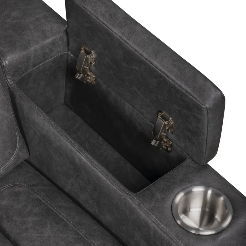 Chester Reclining Console Loveseat W/Power Headrest & Footrest-Gray