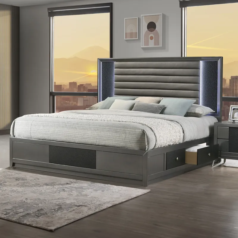 Nocturne Platform Siderails & Slats-Slate - California King