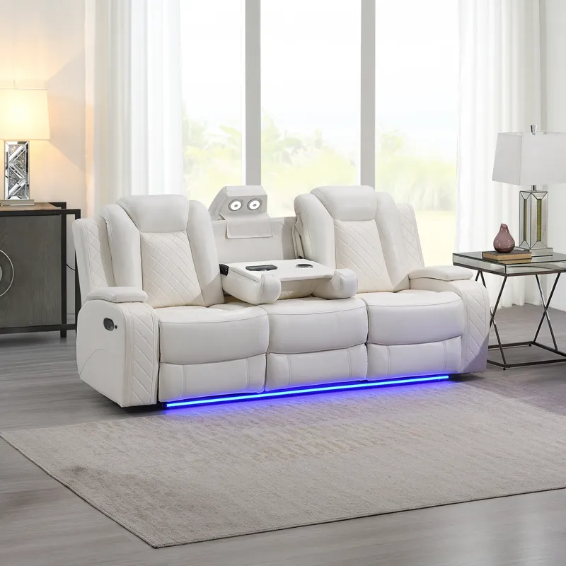 Orion II Sofa W/Dual Recliner-White