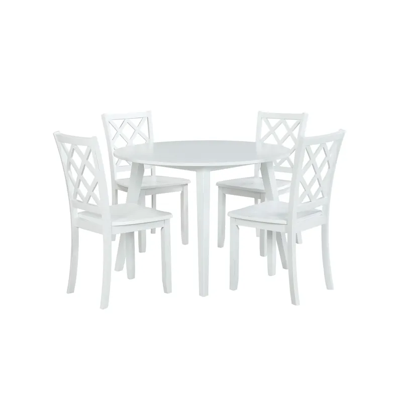 Trellis 5 PC Round Dining Set, Table & 4 Chairs White