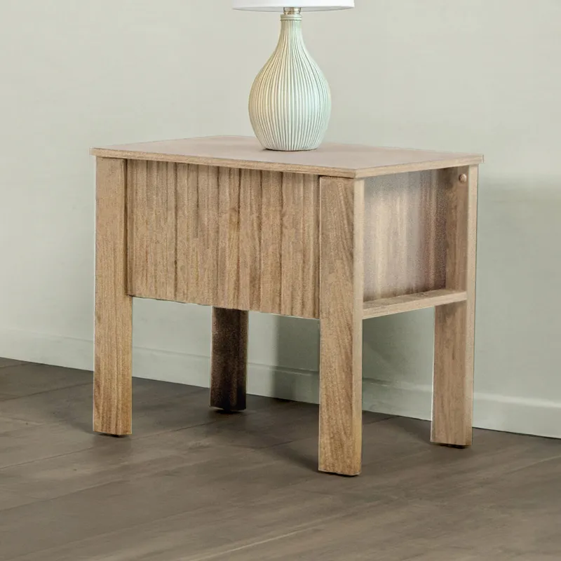 Thayer One Drawer End Table/Bedside Table-Natural