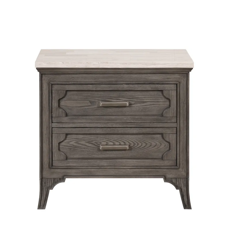 Lisbon Marble Top Nightstand-Gray