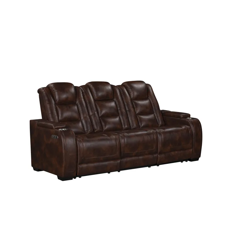 Chester Reclining Sofa W/Power Headrest & Footrest-Brown