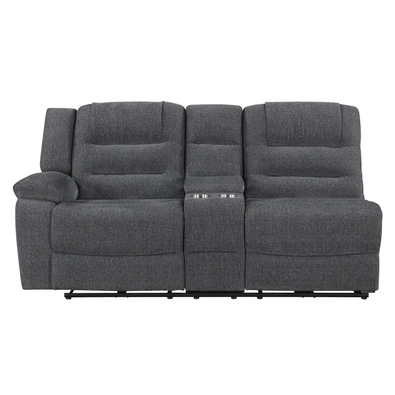 Redondo LAF Console Loveseat W 2 Recliners-Dk Gray