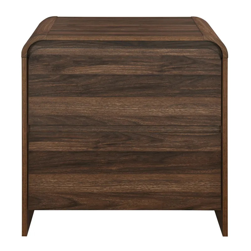Mara Two Drawer End Table Bedside Table-Walnut