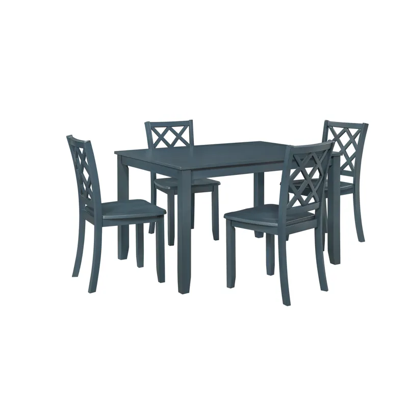 Trellis 5 PC Dining Set, Table & 4 Chairs Blue