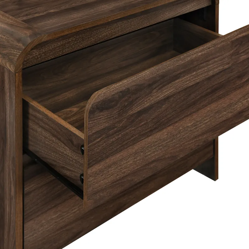 Mara Two Drawer End Table Bedside Table-Walnut