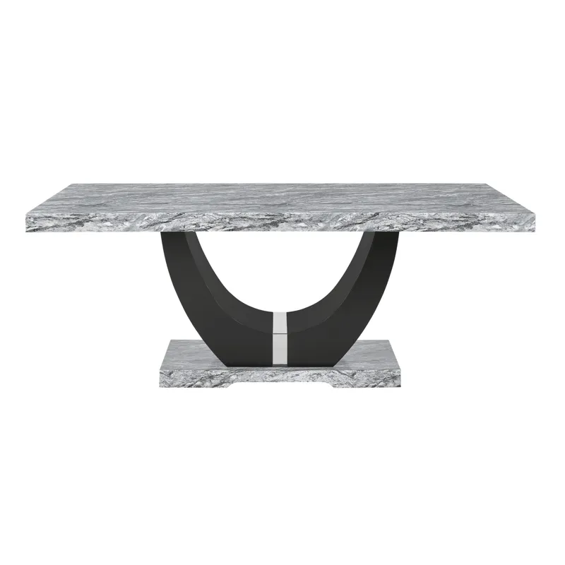 Lyra Dining Table Top And Base Bottom-Faux Gray Marble