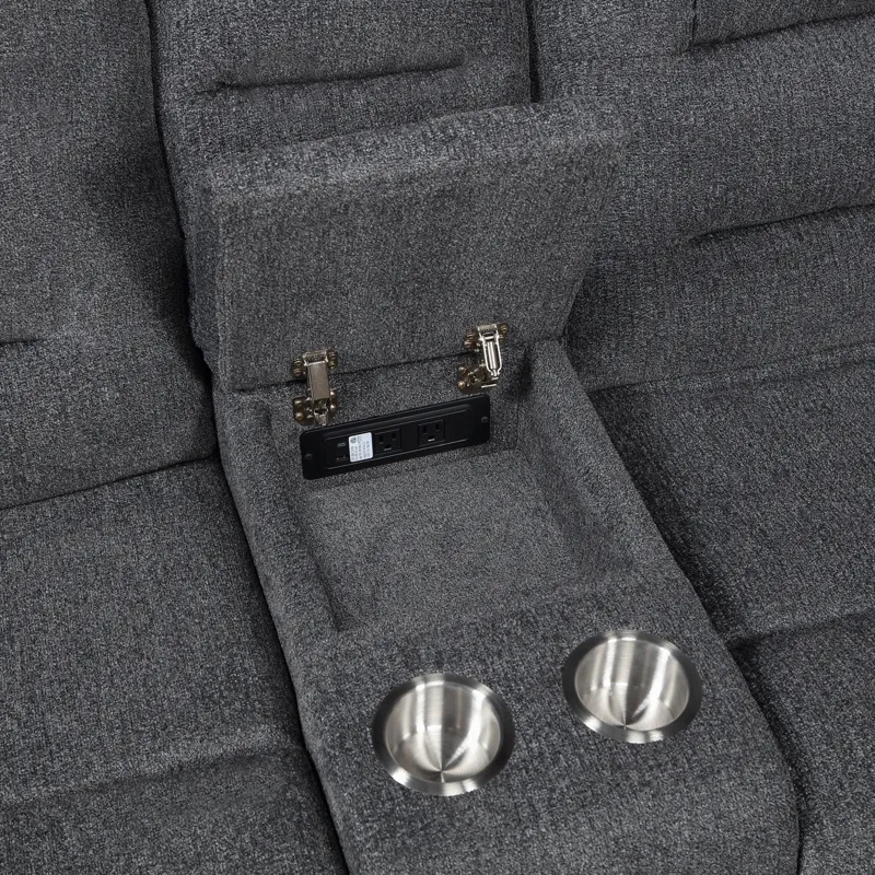 Redondo LAF Console Loveseat W 2 Recliners-Dk Gray