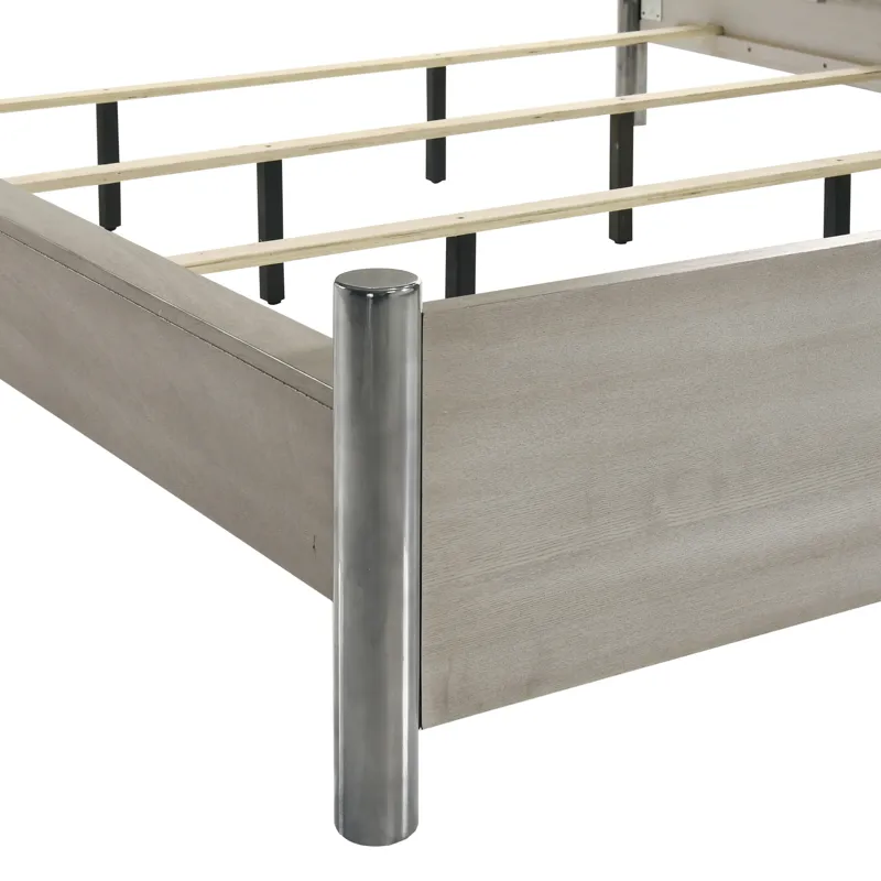 Lennox Headboard, Footboard & Slat Kit-Gray - Queen