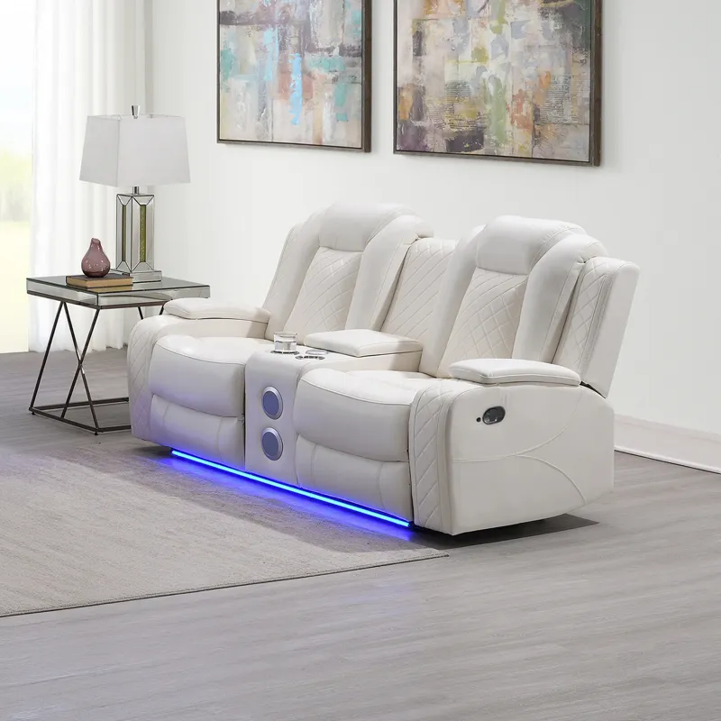 Orion II Console Loveseat W Dual Recliners-White