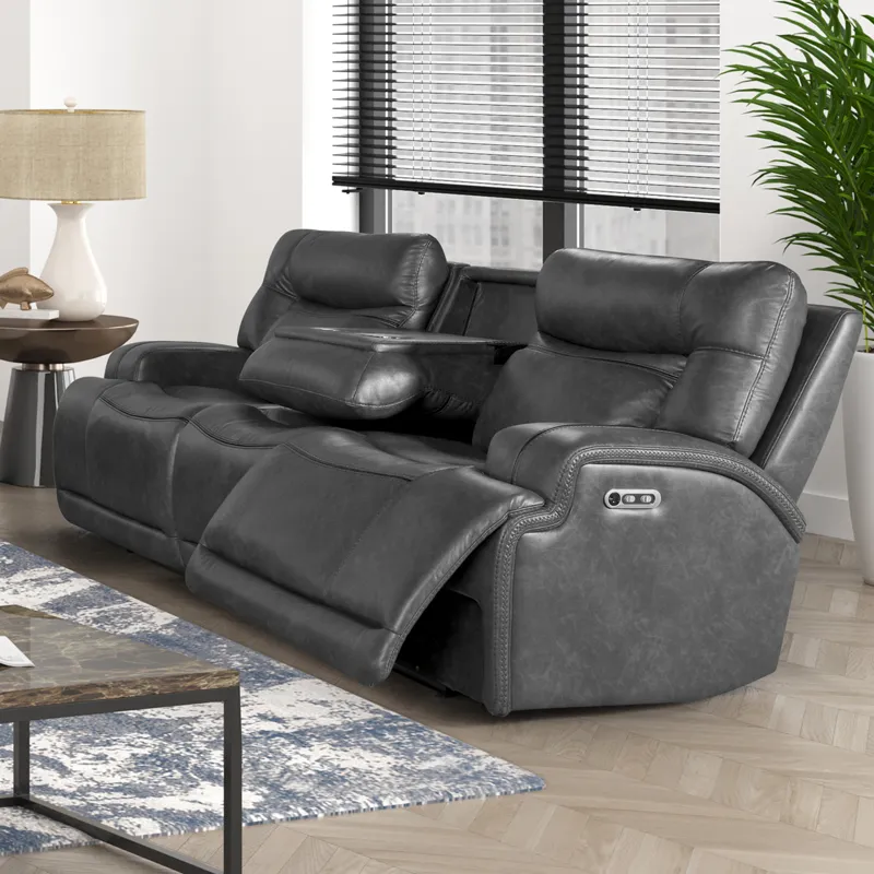 Titan Sofa W/Power Headrest & Footrest-Gray
