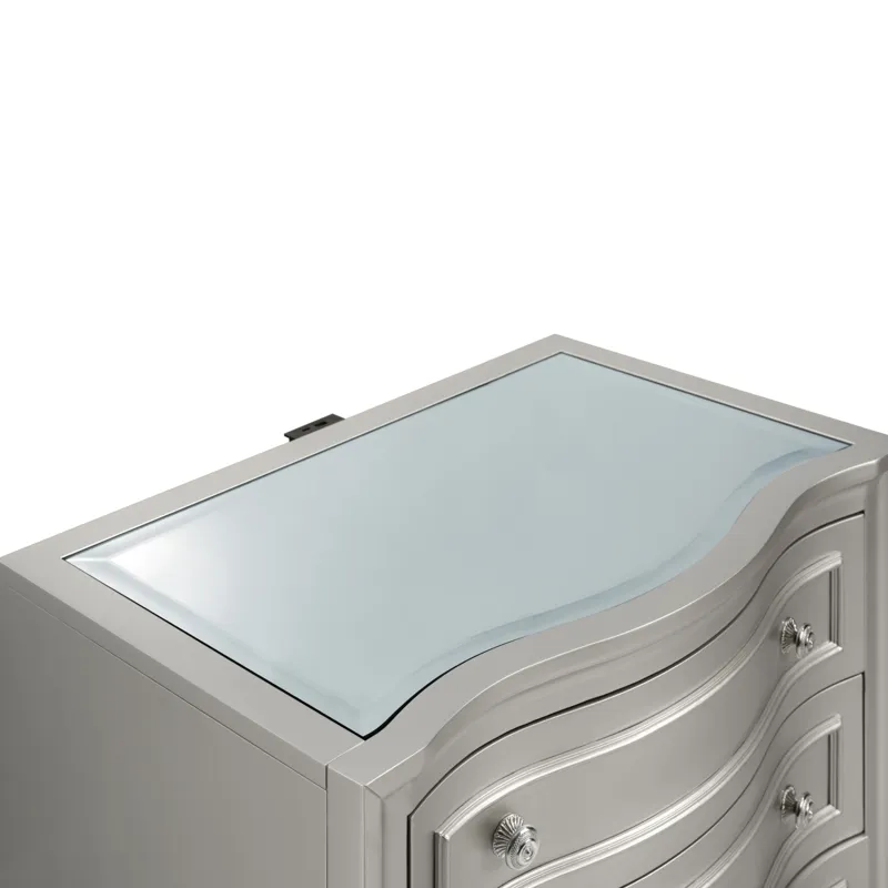 Reflections Nightstand W/Mirrored Top-Silver
