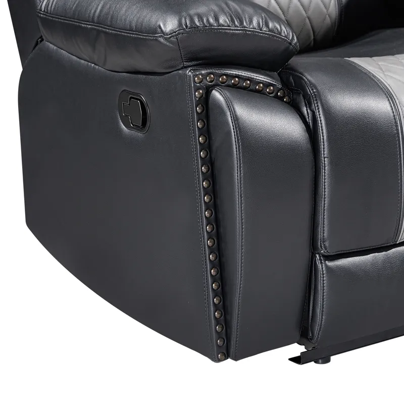 Nikko Console Loveseat W Dual Recliners-Black/Gray
