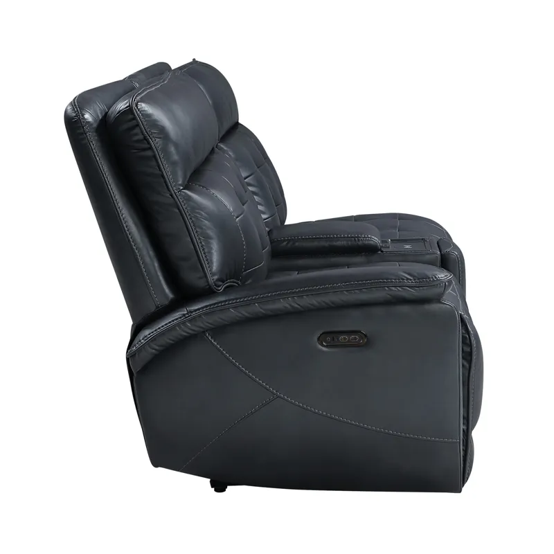 Warner LAF Console Loveseat W 2 Power Footrest And Headrest-Black