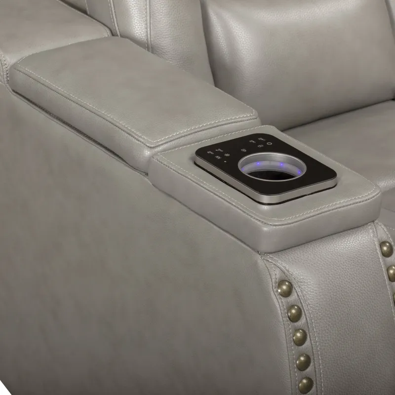 Breckenridge II Console Loveseat W Power Footrest & Headrest-Lt Gray