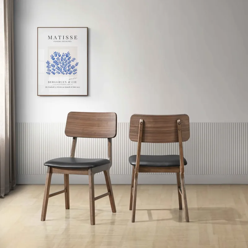 Thea Wood Back Side Chair W/Black Seat(2 Per Carton-Walnut
