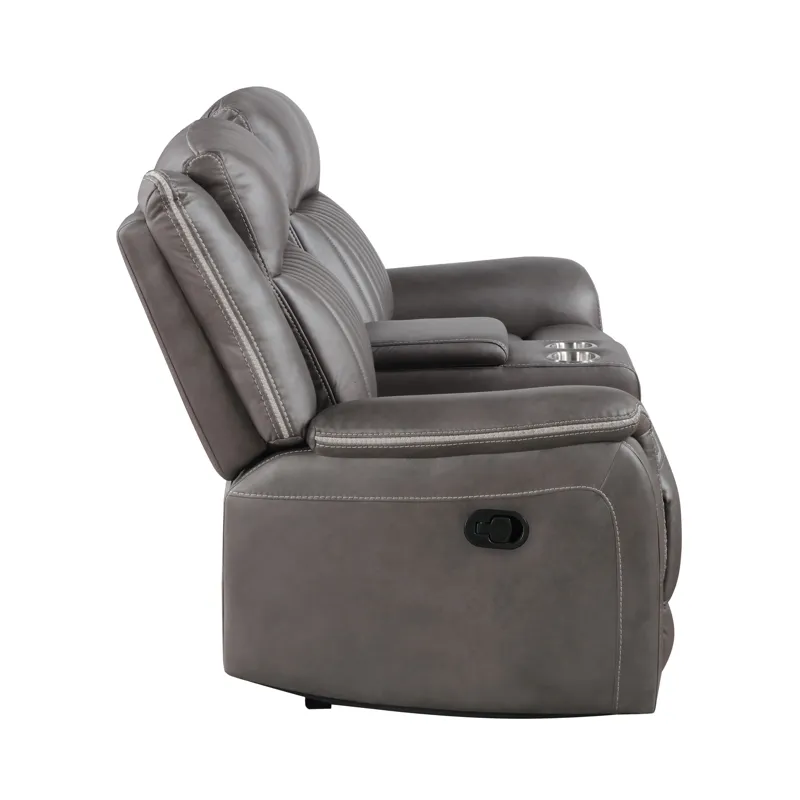 Enzo Console Loveseat W Dual Recliners-Gray
