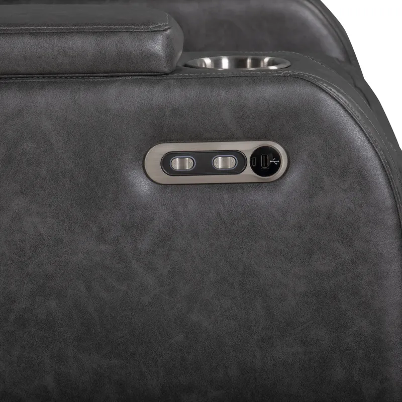 Chester Reclining Console Loveseat W/Power Headrest & Footrest-Gray