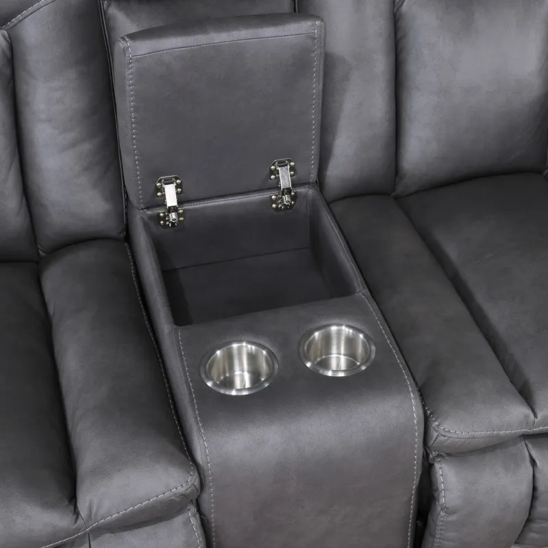 Morello Console Loveseat W/Power Footrest-Gray