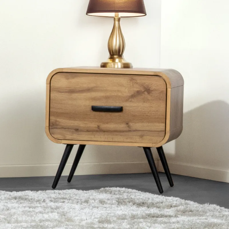 Rowan One Drawer End Table/Bedside Table-Natural