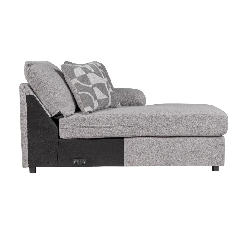 Remi RAF Chaise W/2 Accent Pillows-Light Gray
