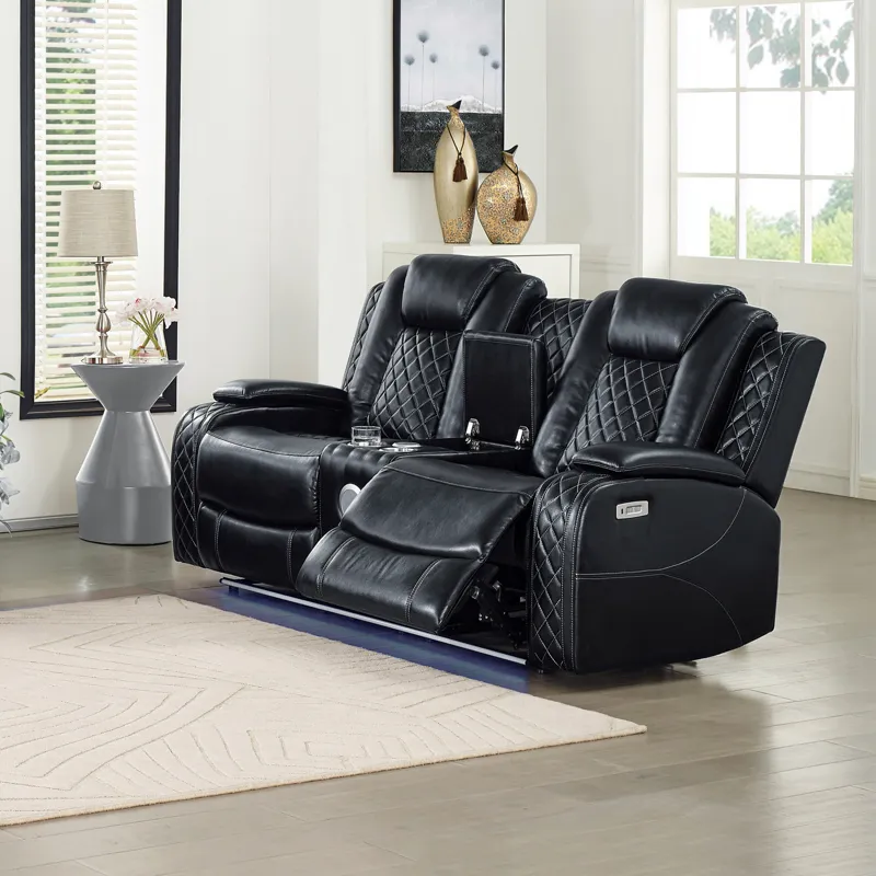 Orion II Console Loveseat W Power Footrest & Headrest-Black