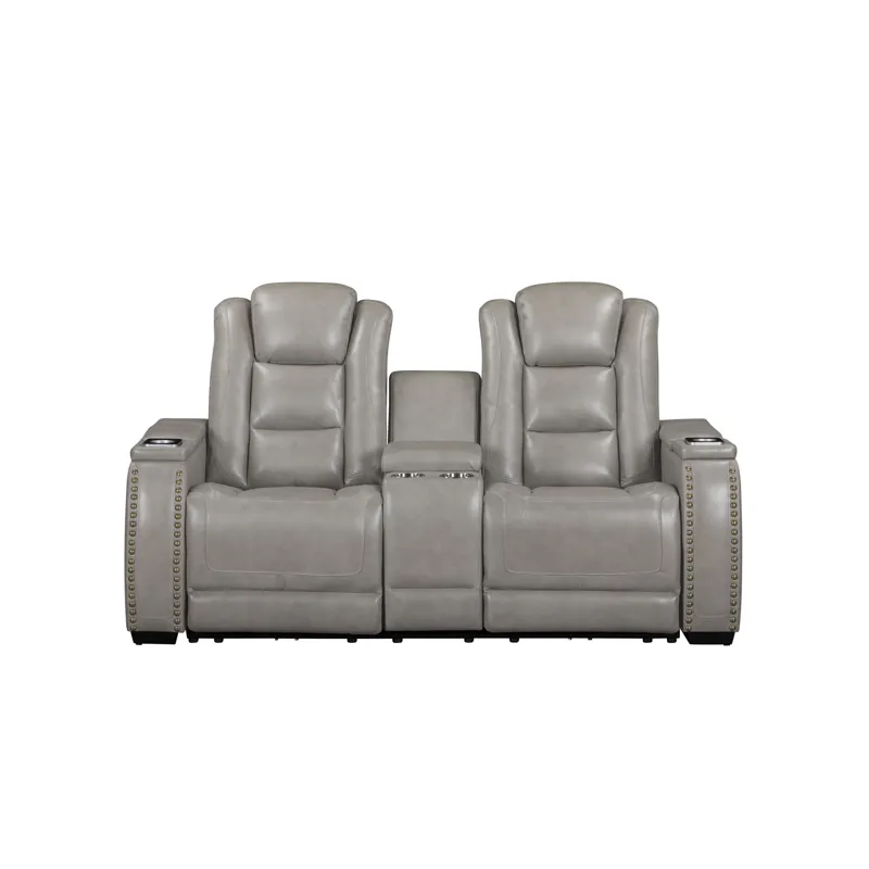 Breckenridge II Console Loveseat W Power Footrest & Headrest-Lt Gray