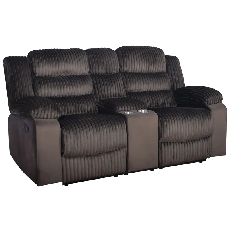Willow Console Loveseat W Dual Recliners-Brown