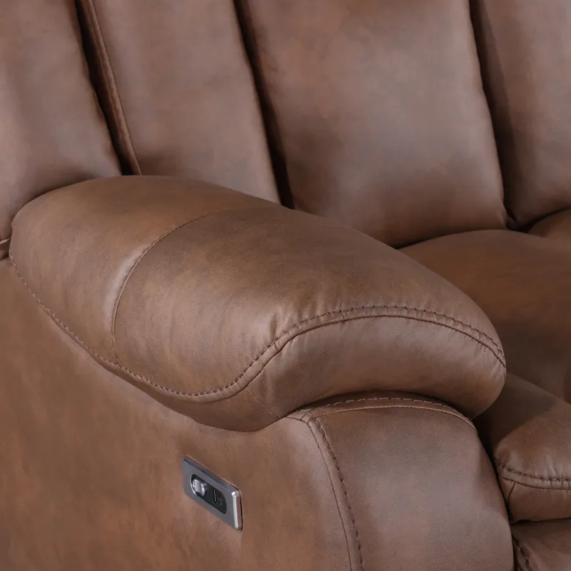 Morello Console Loveseat W/Power Footrest-Brown