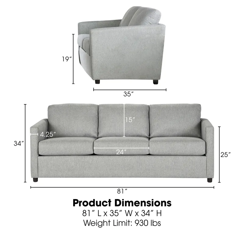 Elio 3 Seater Sofa-Light Gray