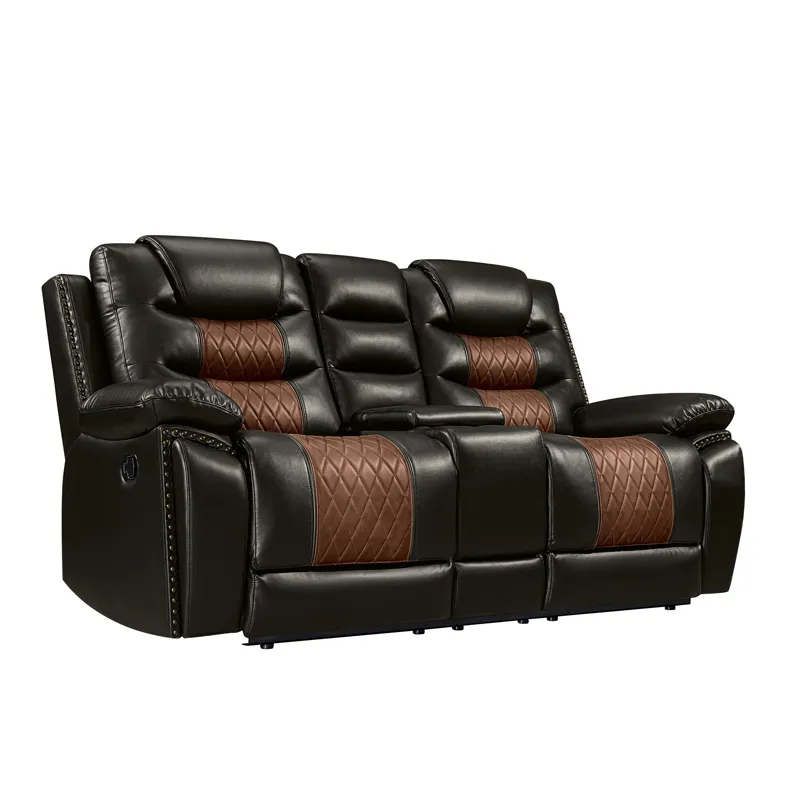 Nikko Console Loveseat W Dual Recliners-Brown