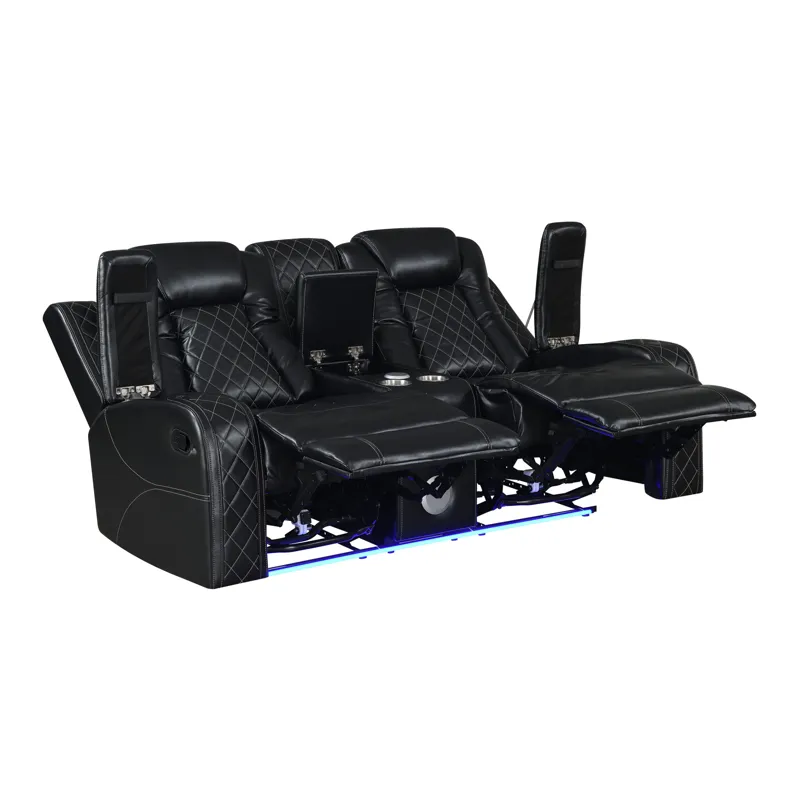 Orion II Console Loveseat W Dual Recliners-Black