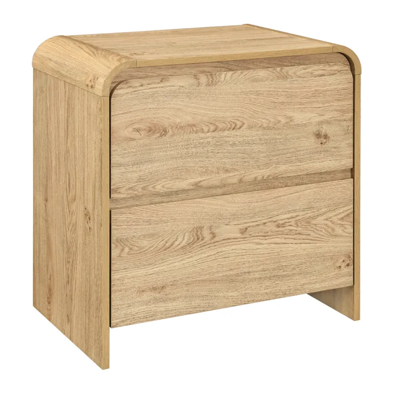 Mara Two Drawer End Table Bedside Table-Natural