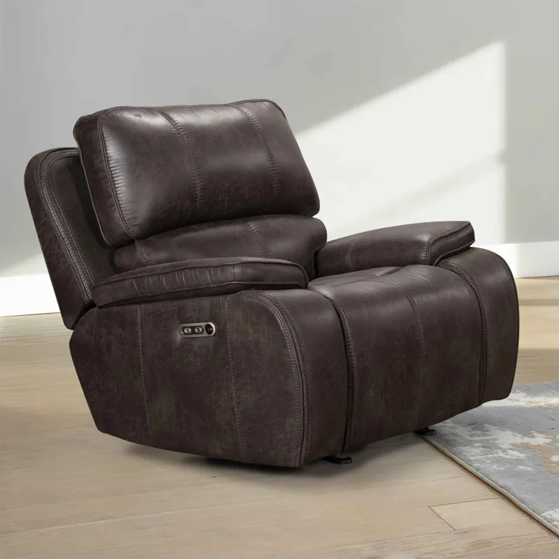 Brookings Glider Recliner W/Power Headrest & Footrest-Charcoal Gray