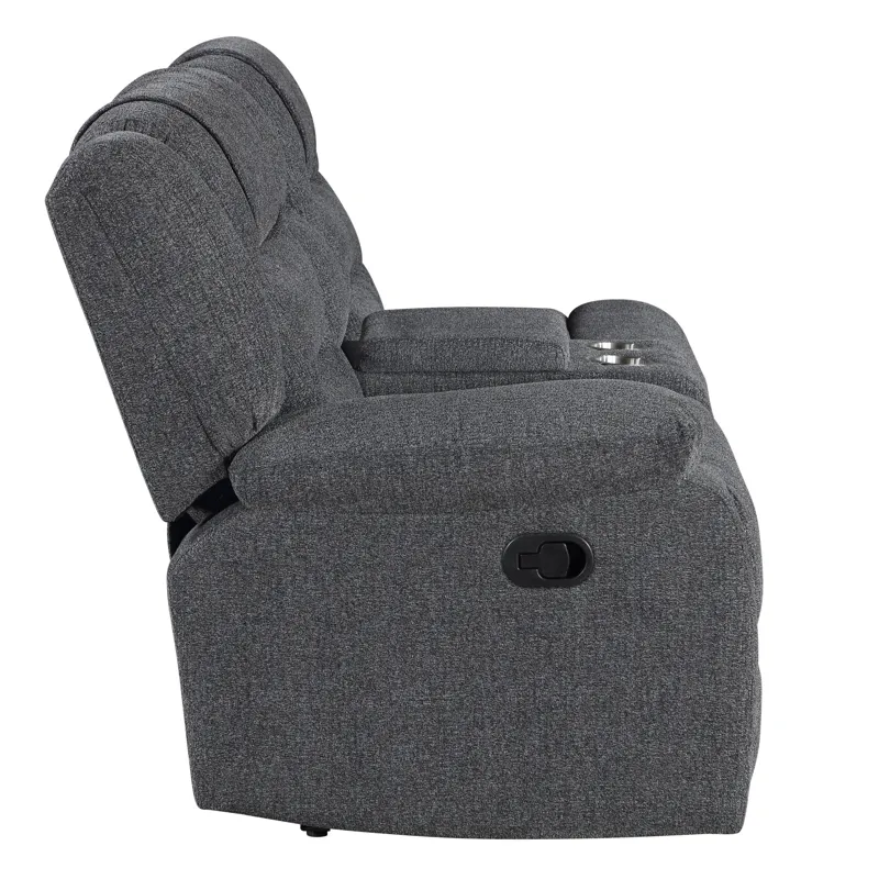 Redondo LAF Console Loveseat W 2 Recliners-Dk Gray