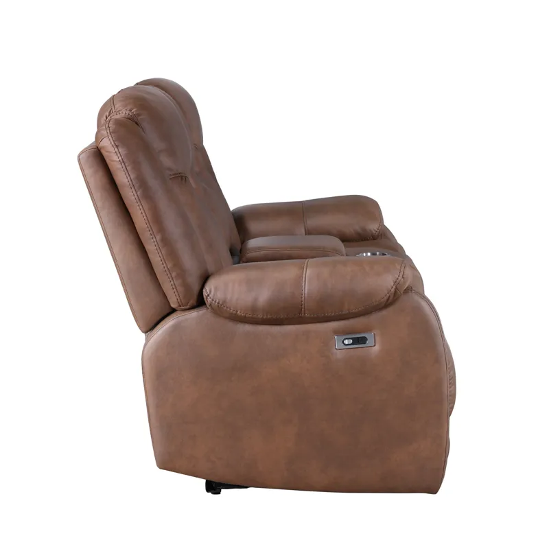 Morello Console Loveseat W/Power Footrest-Brown