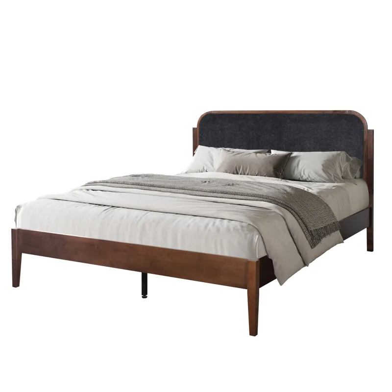 Hawthorne Charcoal Upholstered Platform Headboard-W - Queen