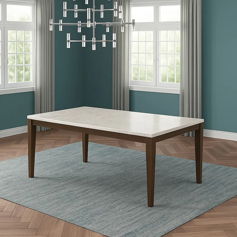 Essence 72" Rectangle Dining Table W/Marble Top-Brown