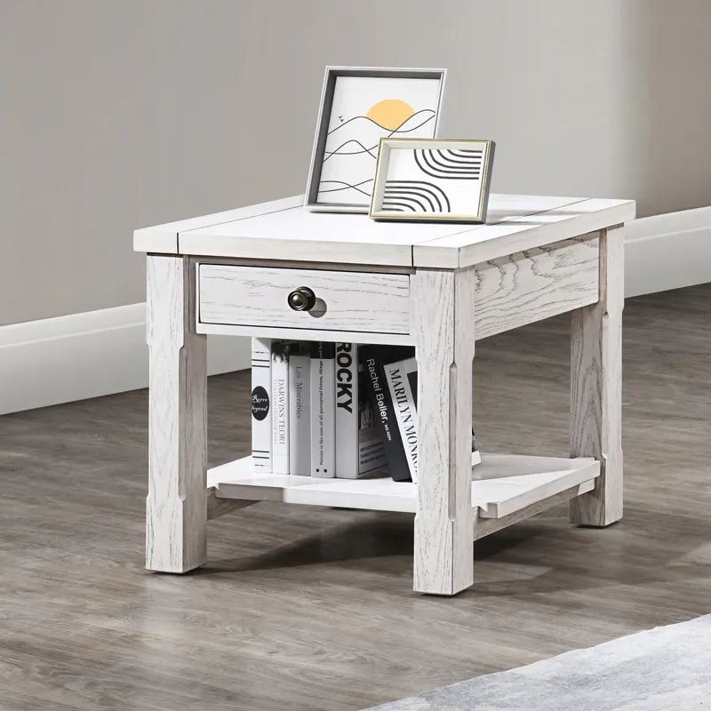 Dorsey 1 Drawer End Table-White