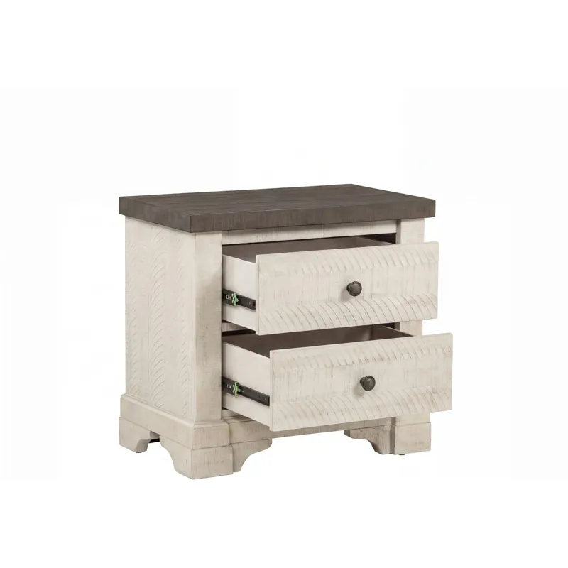 Augusta Two Drawer Nighstand W/USB Port-Rustic White