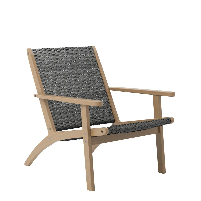 Radius Patio Wood And Gray Wicker Side Chair(2 Per Carton)