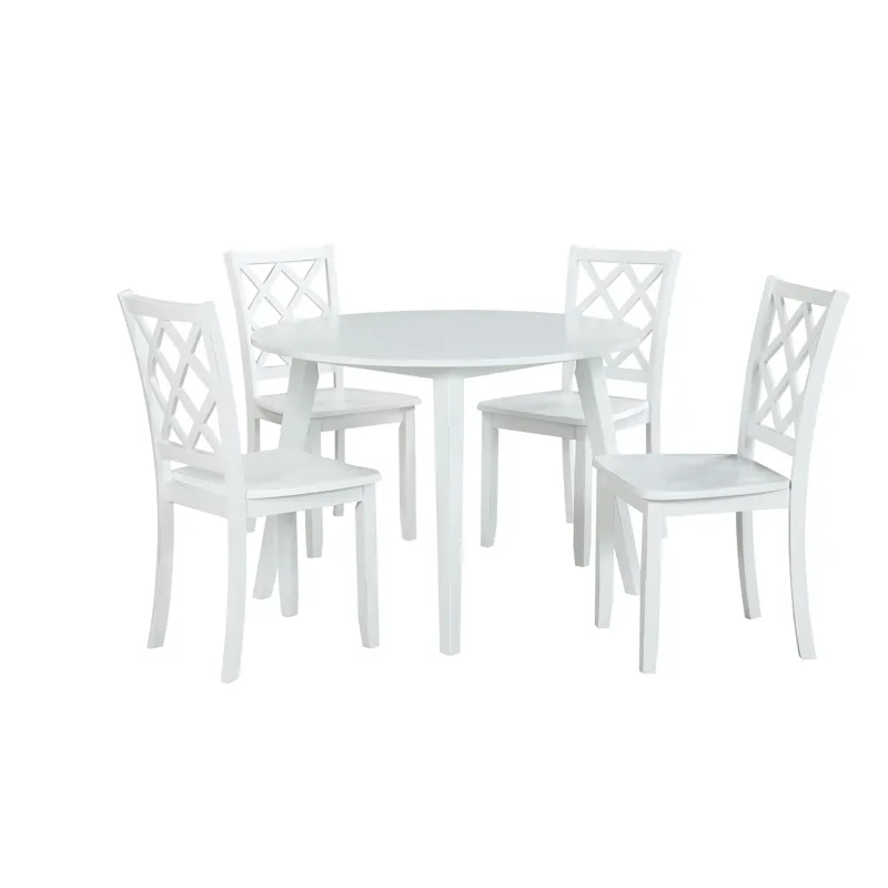 Trellis 5 PC Round Dining Set, Table & 4 Chairs White