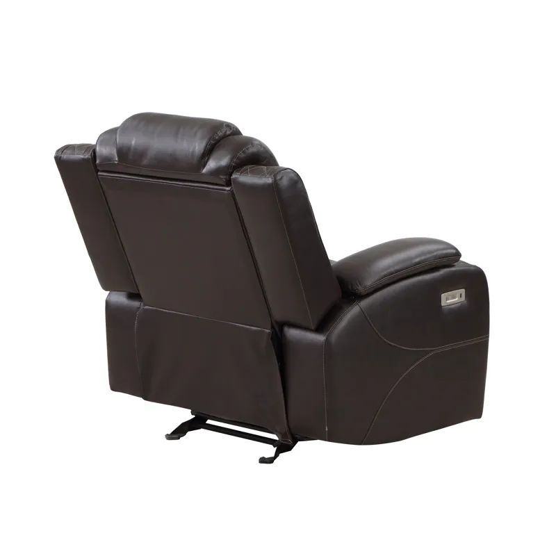 Joshua Leather Glider Recliner - Dk Brown