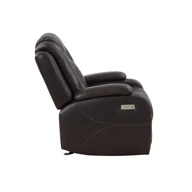 Joshua Leather Glider Recliner W/ Pwr Fr & Hr-Dk Brown