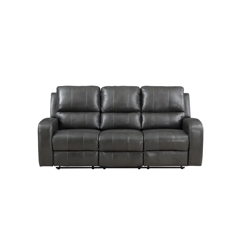 Linton Leather Sofa W/Dual Recliner-Gray