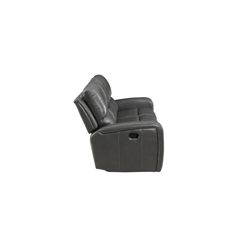Linton Leather Sofa W/Dual Recliner-Gray