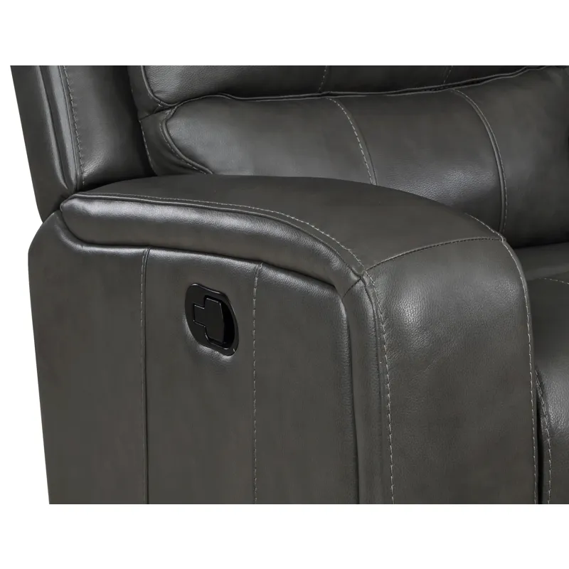 Linton Leather Sofa W/Dual Recliner-Gray