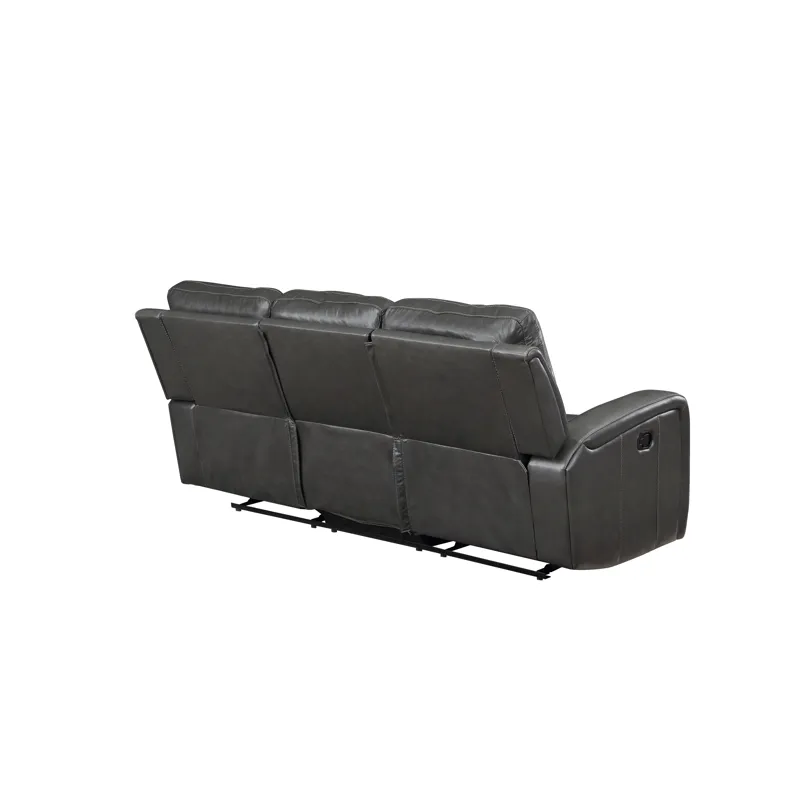 Linton Leather Sofa W/Dual Recliner-Gray